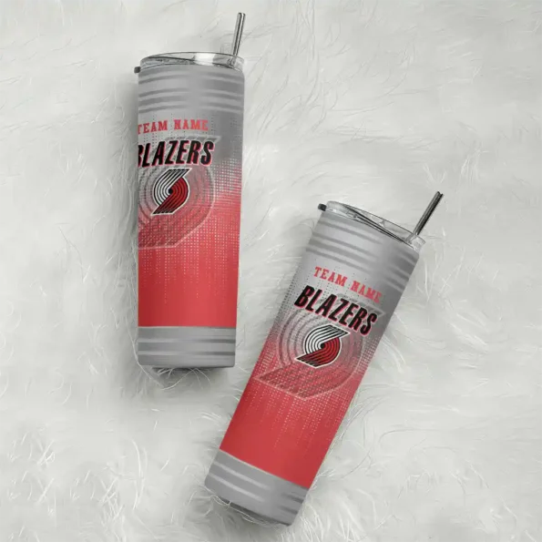 custom portland trail blazers swirl texture red skinny tumbler top rated.webp