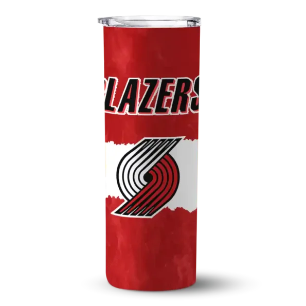 custom portland trail blazers torn band red white skinny tumbler best selling.webp