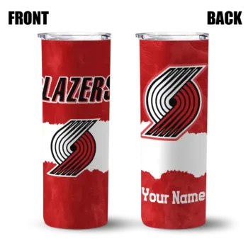 custom portland trail blazers torn band red white skinny tumbler fashion forward.webp