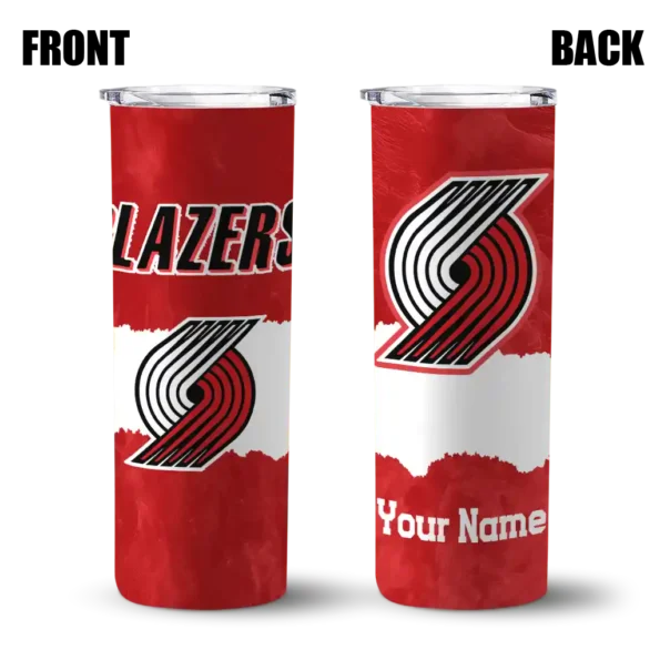 custom portland trail blazers torn band red white skinny tumbler fashion forward.webp
