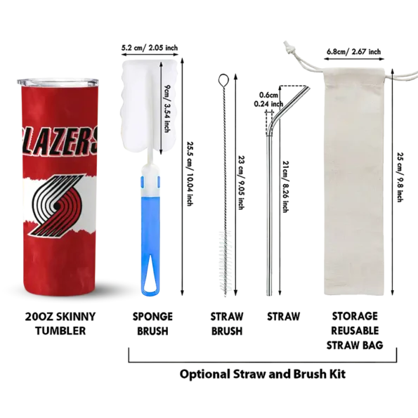 custom portland trail blazers torn band red white skinny tumbler new arrival.webp