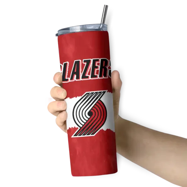 custom portland trail blazers torn band red white skinny tumbler premium grade.webp