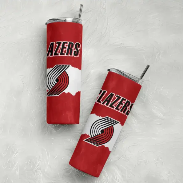 custom portland trail blazers torn band red white skinny tumbler top rated.webp