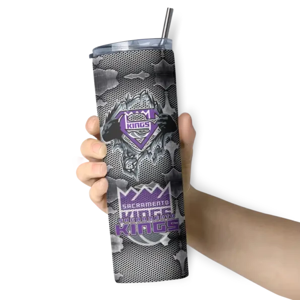 custom sacramento kings chevron v purple gray skinny tumbler premium grade.webp