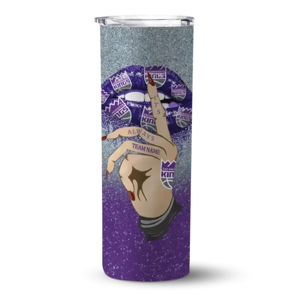 custom sacramento kings sparkle lips purple skinny tumbler best selling.webp