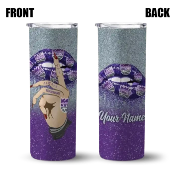 custom sacramento kings sparkle lips purple skinny tumbler fashion forward.webp
