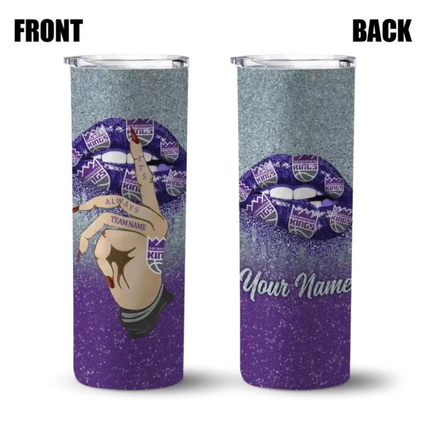 custom sacramento kings sparkle lips purple skinny tumbler fashion forward.webp