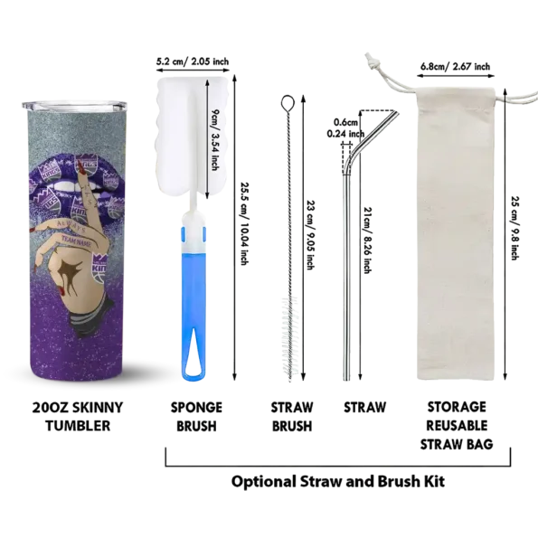 custom sacramento kings sparkle lips purple skinny tumbler new arrival.webp