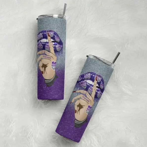 custom sacramento kings sparkle lips purple skinny tumbler top rated.webp