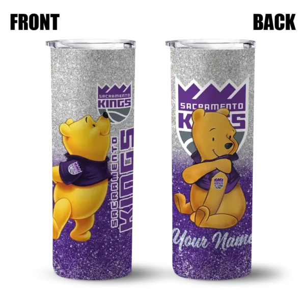 custom sacramento kings winnie the pooh purple gray skinny tumbler fashion forward.webp