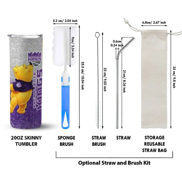 custom sacramento kings winnie the pooh purple gray skinny tumbler new arrival.webp