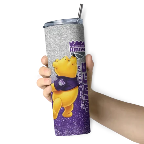 custom sacramento kings winnie the pooh purple gray skinny tumbler premium grade.webp
