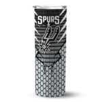 custom san antonio spurs chevron stripes silver skinny tumbler best selling 1.webp