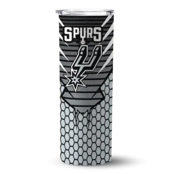custom san antonio spurs chevron stripes silver skinny tumbler best selling 1.webp
