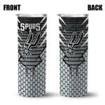 custom san antonio spurs chevron stripes silver skinny tumbler best selling 1.webp