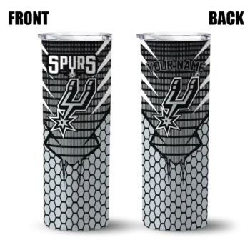 custom san antonio spurs chevron stripes silver skinny tumbler fashion forward.webp