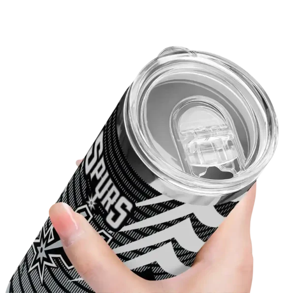 custom san antonio spurs chevron stripes silver skinny tumbler high quality.webp