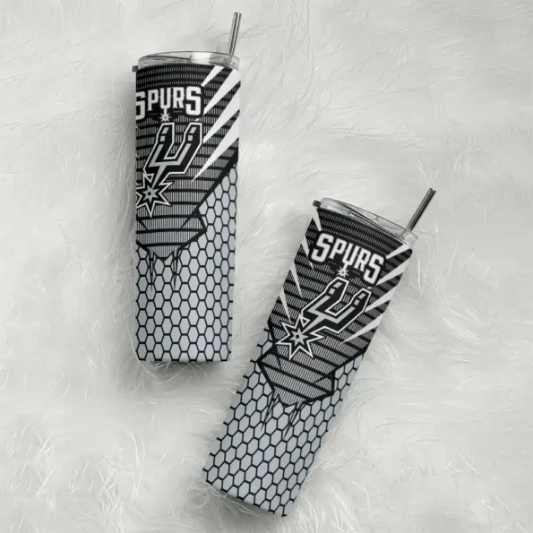 custom san antonio spurs chevron stripes silver skinny tumbler top rated.webp