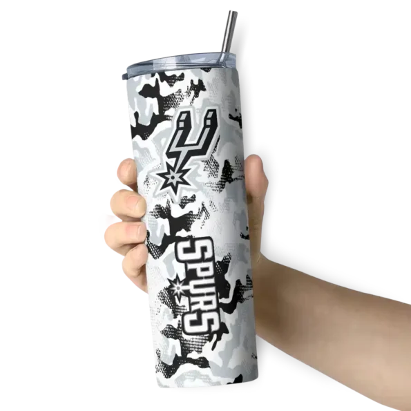 custom san antonio spurs claw marks silver white skinny tumbler premium grade.webp