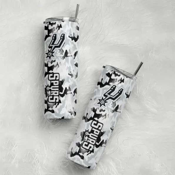 custom san antonio spurs claw marks silver white skinny tumbler top rated.webp