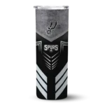 custom san antonio spurs hexagon honeycomb silver black skinny tumbler best selling 1.webp