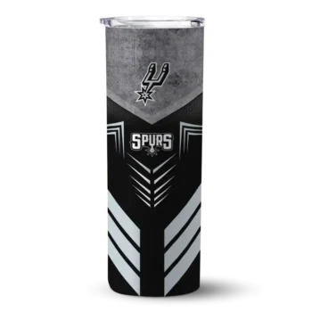 custom san antonio spurs hexagon honeycomb silver black skinny tumbler best selling 1.webp