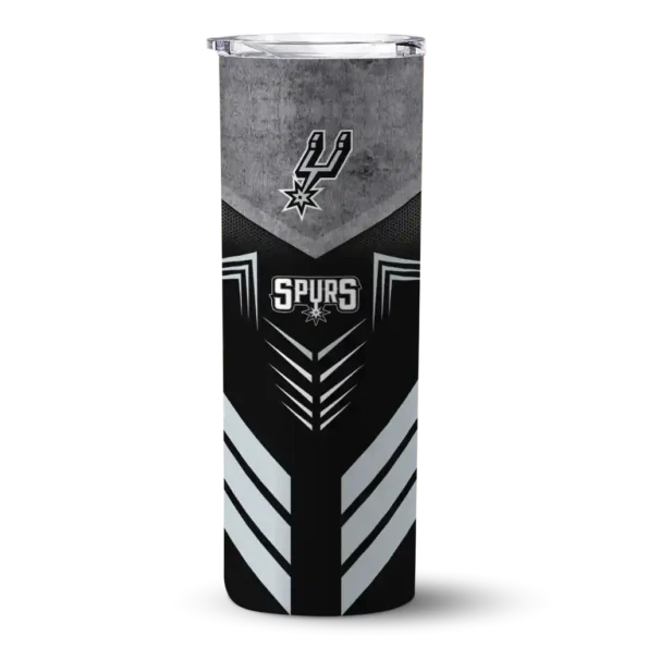 custom san antonio spurs hexagon honeycomb silver black skinny tumbler best selling 1.webp