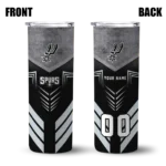 custom san antonio spurs hexagon honeycomb silver black skinny tumbler best selling 1.webp