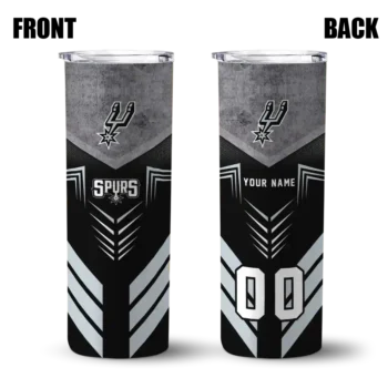 custom san antonio spurs hexagon honeycomb silver black skinny tumbler fashion forward.webp