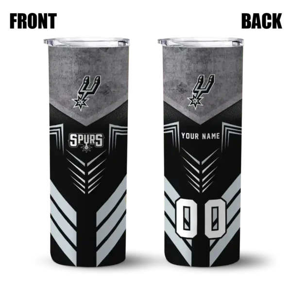 custom san antonio spurs hexagon honeycomb silver black skinny tumbler fashion forward.webp