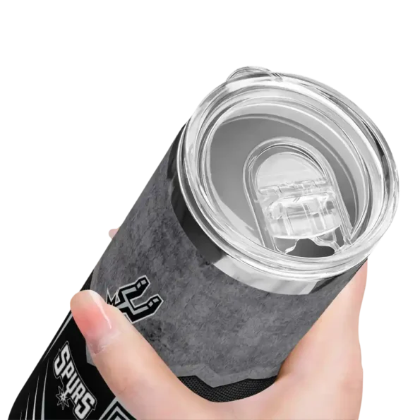 custom san antonio spurs hexagon honeycomb silver black skinny tumbler high quality.webp