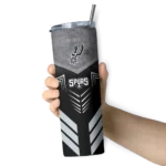 custom san antonio spurs hexagon honeycomb silver black skinny tumbler best selling 1.webp