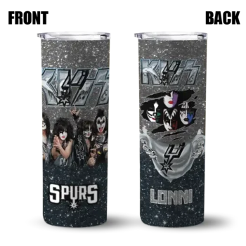 custom san antonio spurs kiss band black skinny tumbler fashion forward.webp