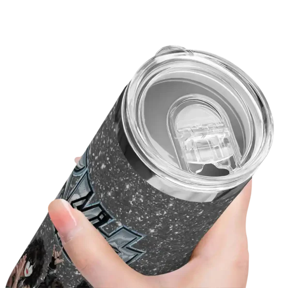custom san antonio spurs kiss band black skinny tumbler high quality.webp