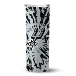 custom san antonio spurs metallic grid silver skinny tumbler best selling 1.webp