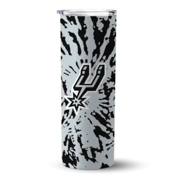 custom san antonio spurs metallic grid silver skinny tumbler best selling 1.webp