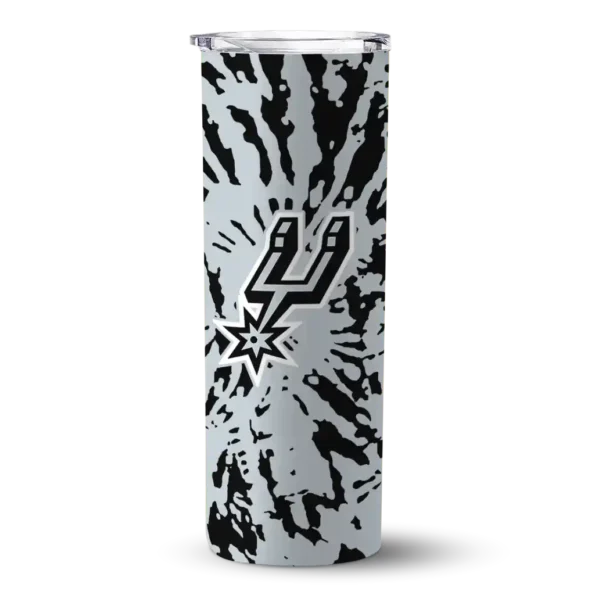 custom san antonio spurs metallic grid silver skinny tumbler best selling 1.webp