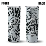 custom san antonio spurs metallic grid silver skinny tumbler best selling 1.webp