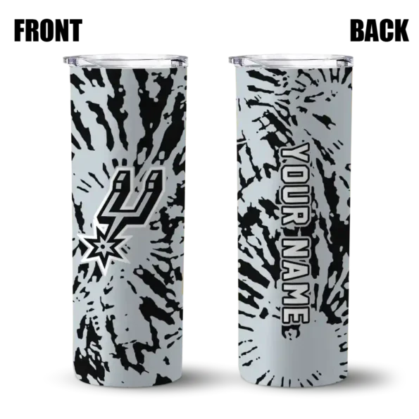 custom san antonio spurs metallic grid silver skinny tumbler fashion forward.webp