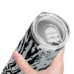 custom san antonio spurs metallic grid silver skinny tumbler best selling 1.webp