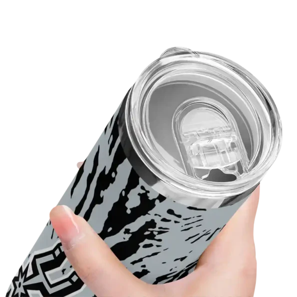 custom san antonio spurs metallic grid silver skinny tumbler high quality.webp