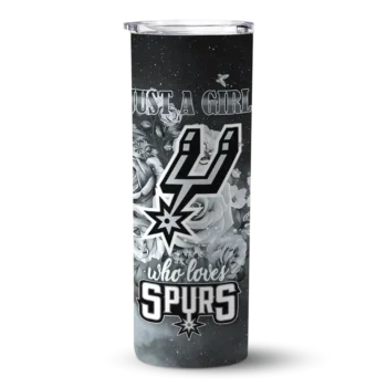 custom san antonio spurs rose romance silver black skinny tumbler best selling 1.webp