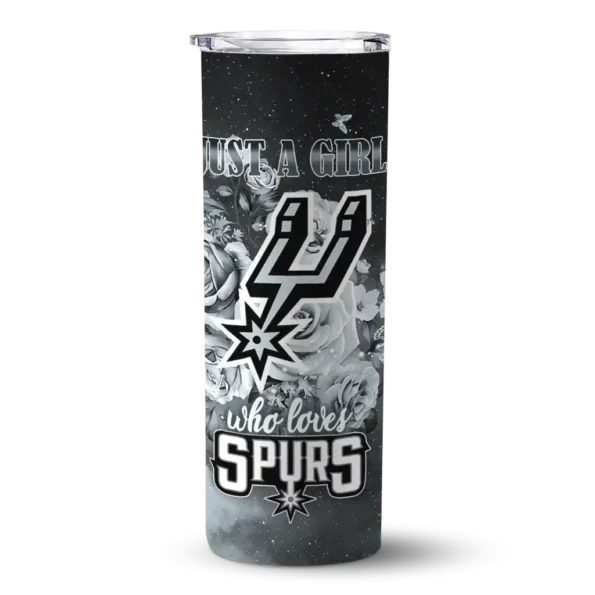 custom san antonio spurs rose romance silver black skinny tumbler best selling 1.webp