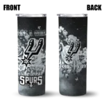 custom san antonio spurs rose romance silver black skinny tumbler best selling 1.webp