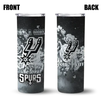 custom san antonio spurs rose romance silver black skinny tumbler fashion forward.webp