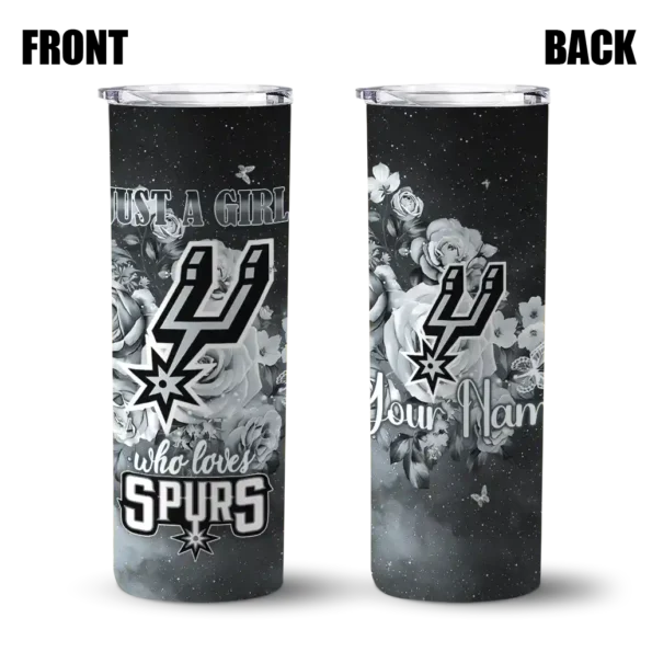 custom san antonio spurs rose romance silver black skinny tumbler fashion forward.webp