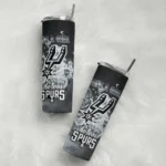 custom san antonio spurs rose romance silver black skinny tumbler best selling 1.webp
