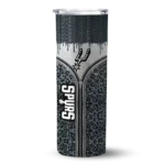 custom san antonio spurs sparkle drip silver skinny tumbler best selling 1.webp