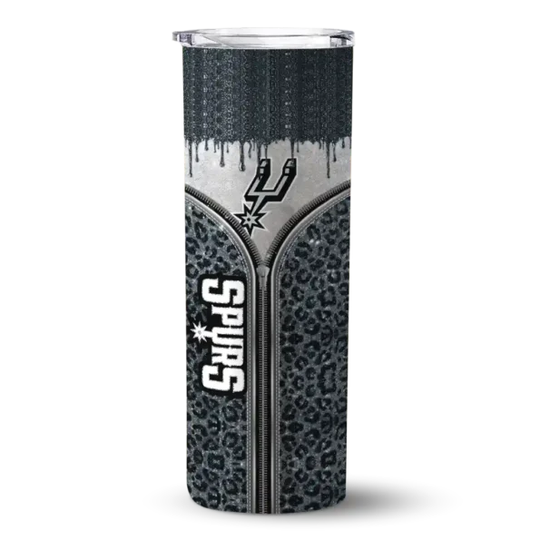 custom san antonio spurs sparkle drip silver skinny tumbler best selling 1.webp