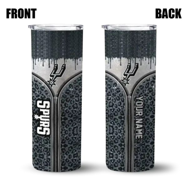custom san antonio spurs sparkle drip silver skinny tumbler fashion forward.webp